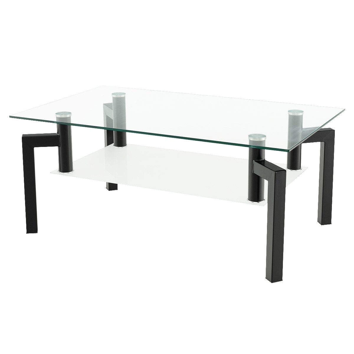 COSTWAY Couchtisch, mit gehärtetem Glas Tischplatte, Metallbeine, 100x60x43 günstig online kaufen
