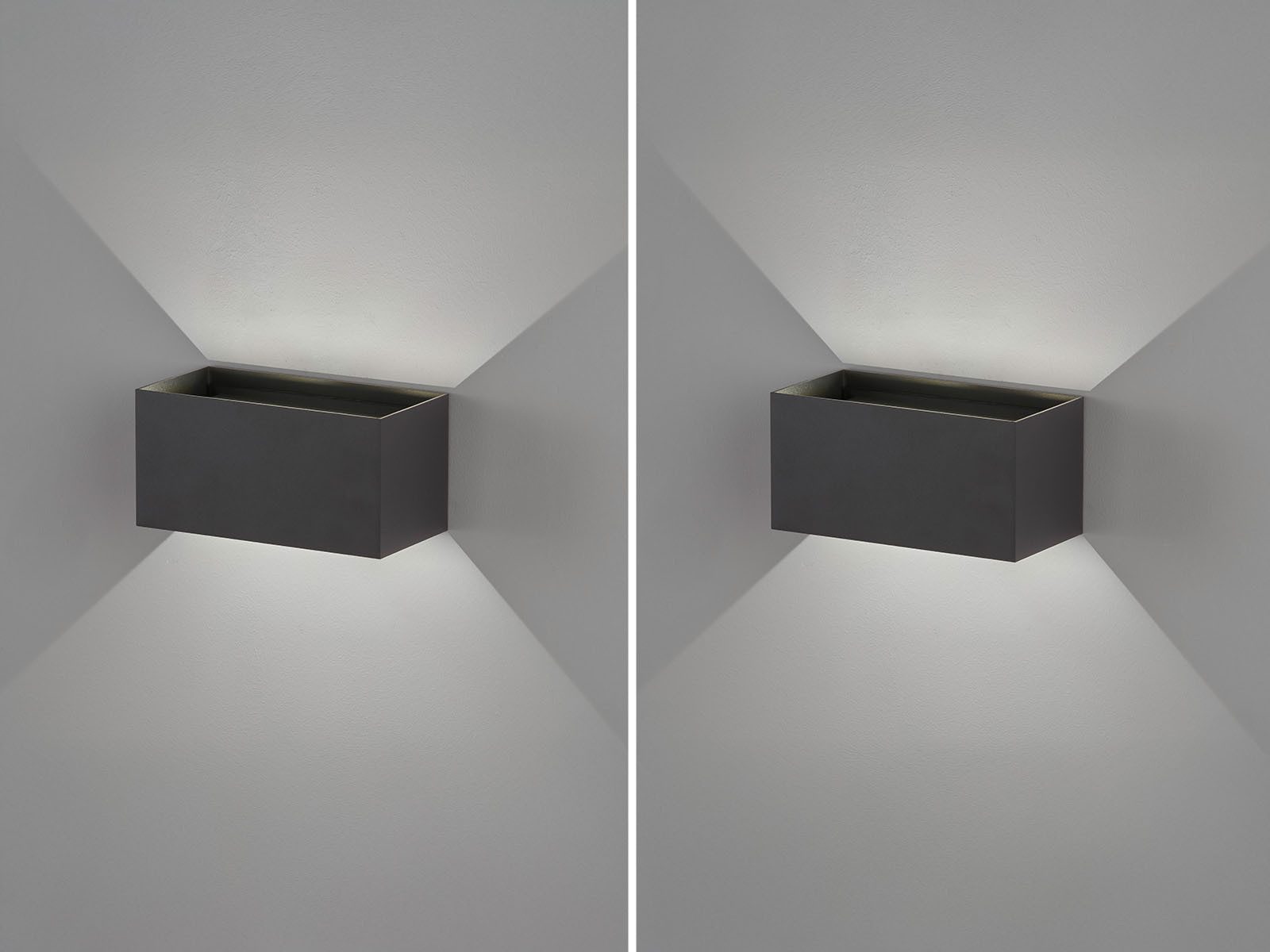 FISCHER & HONSEL LED Wandleuchte, Lichtwinkel einstellbar, LED fest integriert, Warmweiß, 2er SET Außenleuchten & Wand-Beleuchtung Innen Treppen-Haus 10cm klein