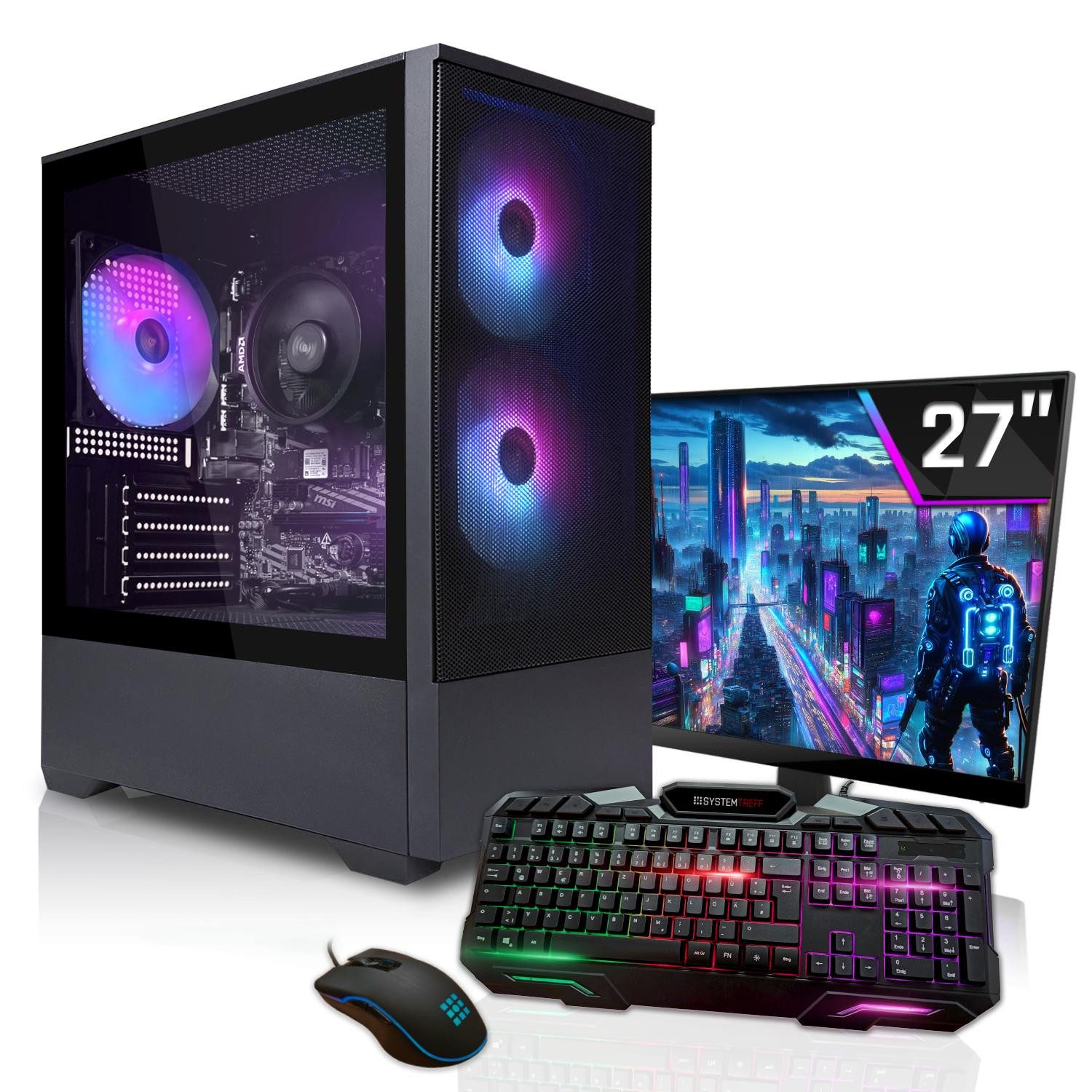 SYSTEMTREFF AMD Ryzen 5 5500 mit AMD Radeon RX 7600 8GB Gaming-PC-Komplettsystem (27", AMD 5500 5500, Radeon RX 7600, 16 GB RAM, 500 GB SSD)
