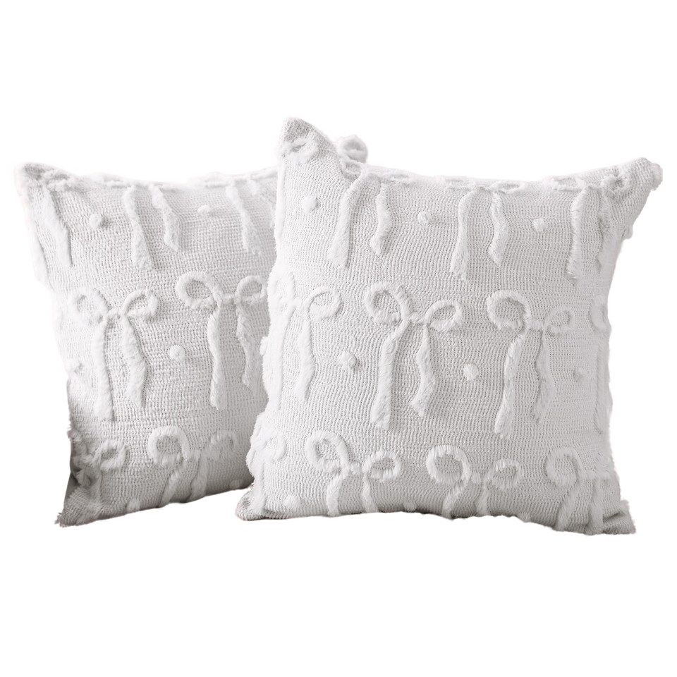 CLTYQ Kissenbezug Dekorative Kissenbezüge mit Schleife, Weihnachtskissenbezüge 45x45 cm, (2 Stück), weicher Plüsch, für Bett, Sofa, Couch, Wohnzimmer