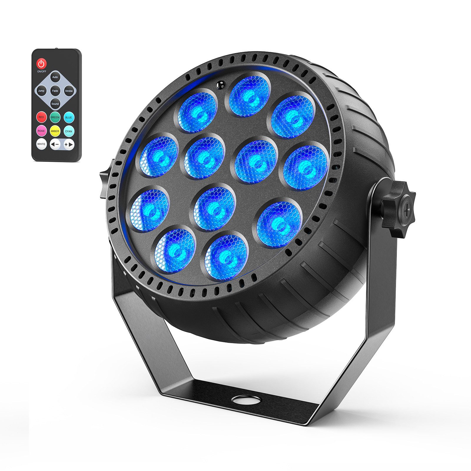 ZonQoonz Discolicht Wiederaufladbarer Mini RGB LED Par Scheinwerfer mit 12 LEDs