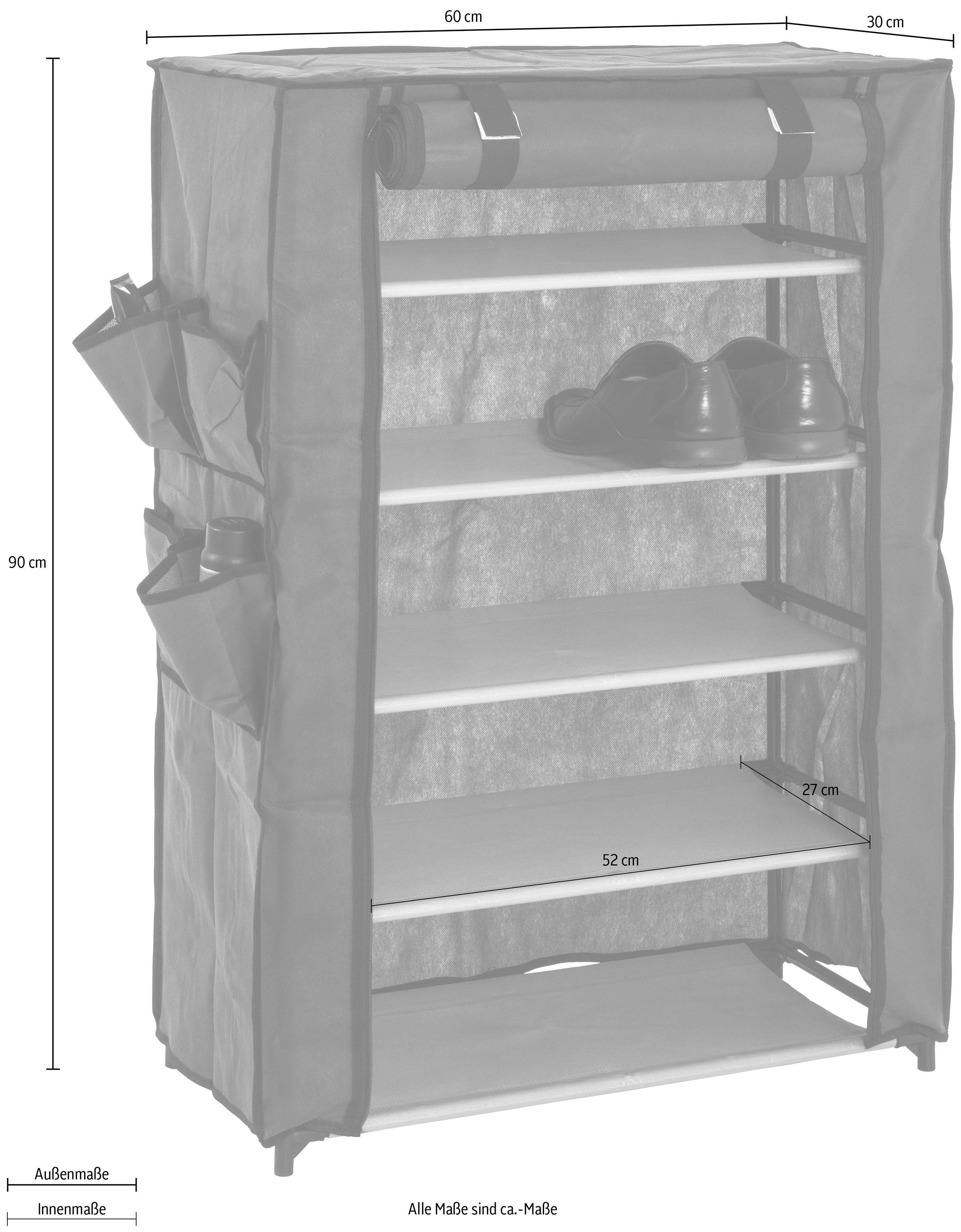 HAKU Schuhschrank Schuhschrank HAKU Möbel Schuhschrank 60x90x30 aus alufarbenem Kunststoffteilen 60x90x30 BHT mit grau, Stahlrohr schwarzen (BHT cm cm) grau Gestell