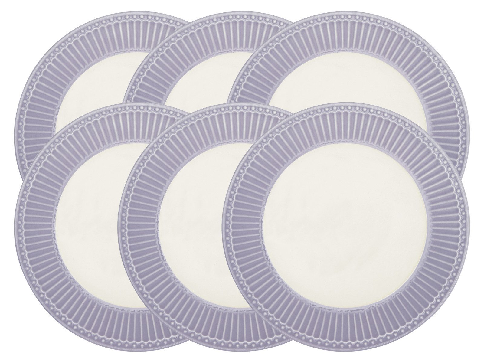 Greengate Тарелки-Set Alice Frühstücksteller lavender 23 cm Set6, Steinzeug