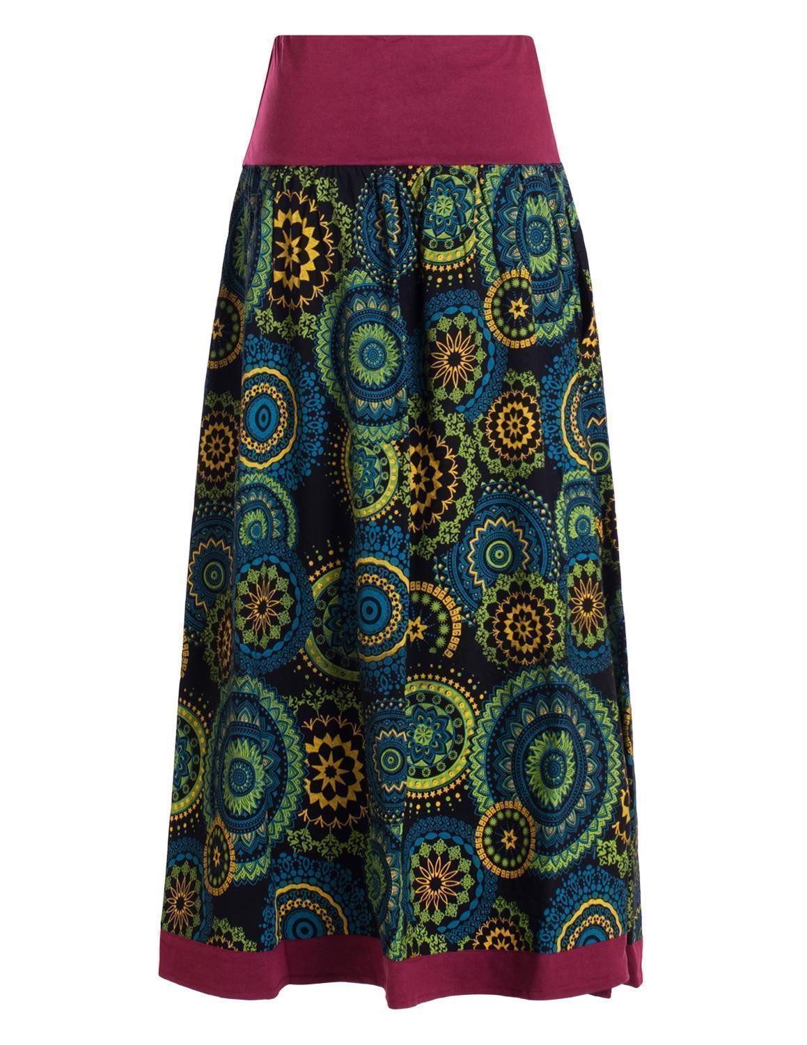 Vishes Maxirock Langer Damen Herbst-Rock Herbströcke Bunt mit Mandalas bedr günstig online kaufen