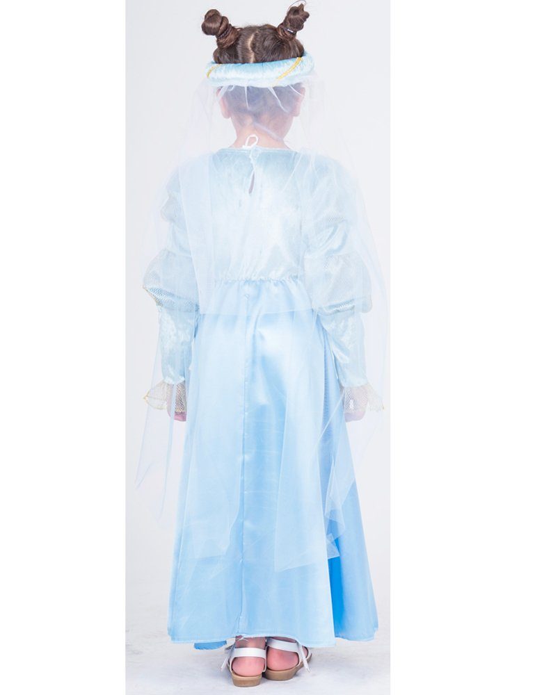 Funny Fashion Burgfräulein-Kostüm "Binia" für Mädchen - Hellblau, Mittelalter Prinzessin mit Schleier