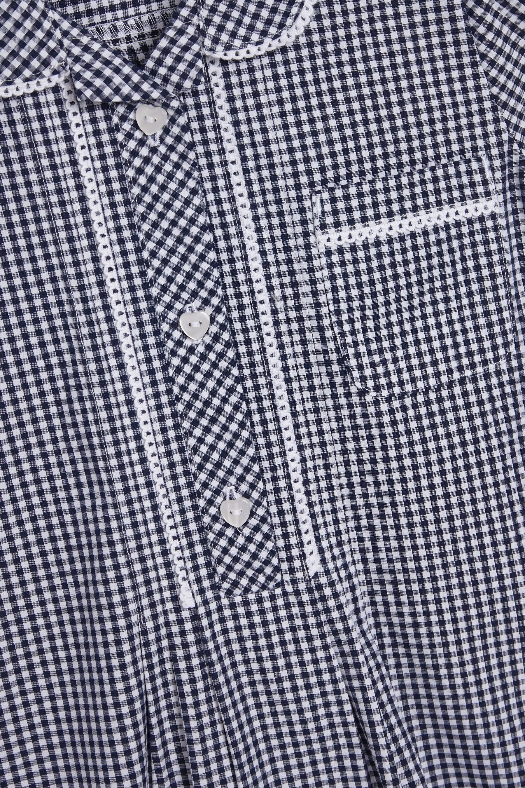 Next Karokleid Kleid mit Vichykaros, Knopfleiste + Spitzenbesatz (1-tlg)