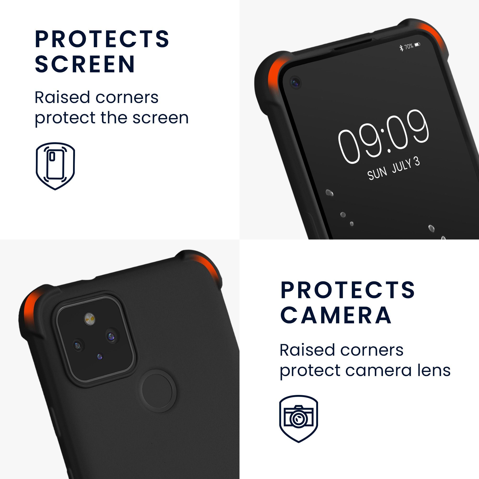 kwmobile Handyhülle Hülle für Google Pixel 5, mit Metall Kette zum Umhängen - Silikon Handy Cover Case Schutzhülle