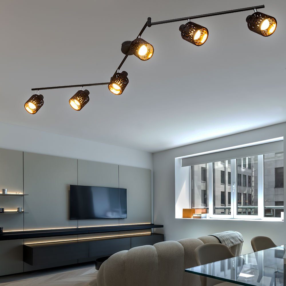 etc-shop LED Deckenleuchte, Leuchtmittel nicht Dekor verstellbar Samt Wohn inklusive, Strahler Stanzungen Decken Zimmer