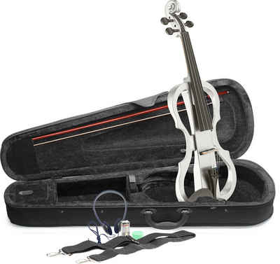 Stagg E-Violine 4/4 E-Violin Set mit E-Violine in weiß, Softcase und Kopfhörer