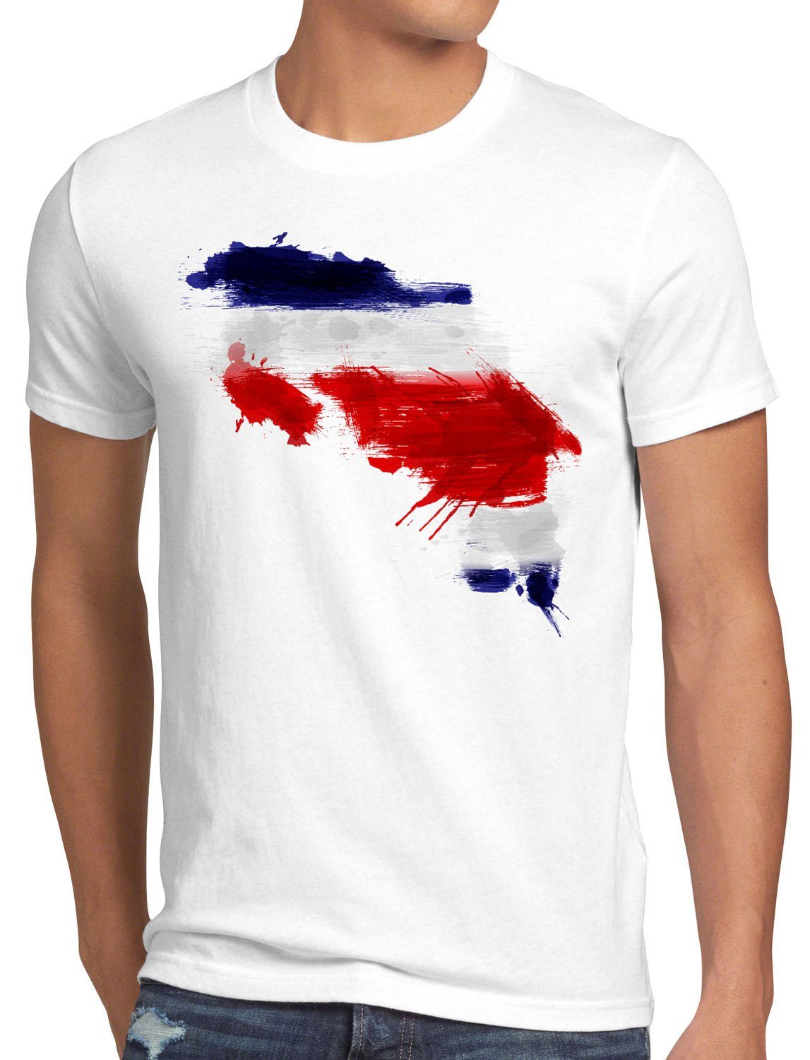 Flagge Rica Herren Sport Fußball WM Fahne Costa Print-Shirt style3 weiß T-Shirt EM