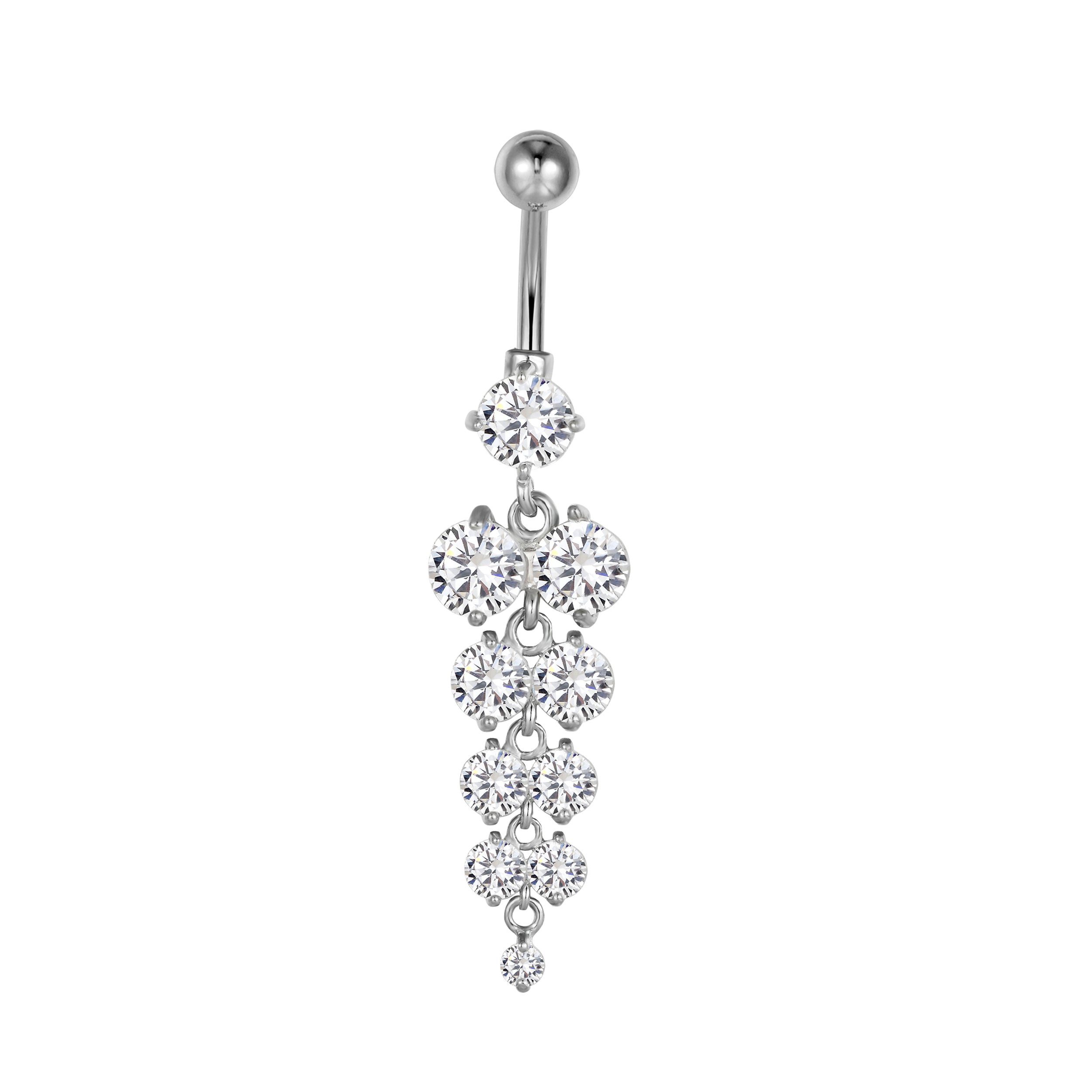 Bauchnabelpiercing Nabelpiercing Edelstahl Anhänger Banana Zirkonia - HB134 - Silber
