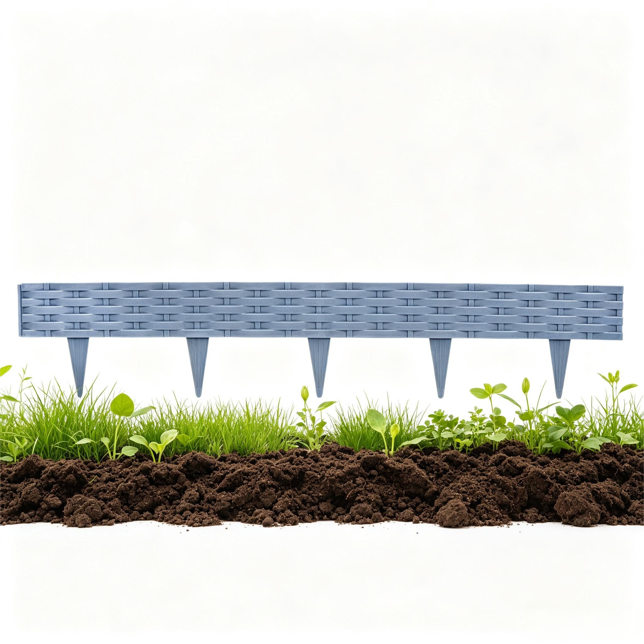 FIVMEN Rasenkante Beetumrandung Kunststoff Gartenpalisade Mähkante Rattan-Optik, Randsteine Palisaden Gartenzaun für Garten, Balkon, Terrasse