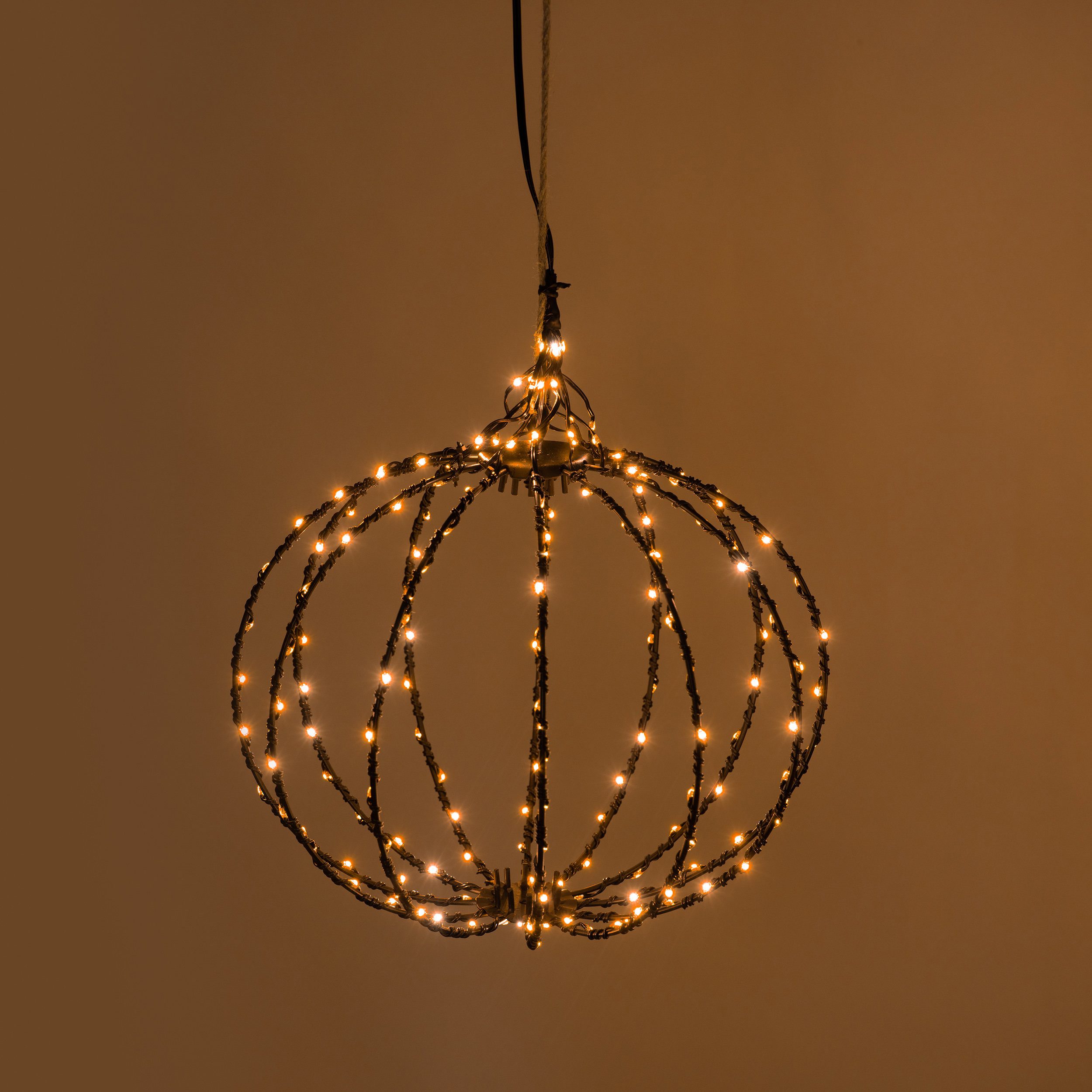 esotec LED Solarleuchte Weihnachtskugel Ø25cm 1800K 180 bernsteinfarbene LEDs aussen 103418, LED fest integriert