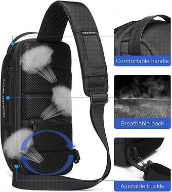 XDeer Schultertasche Brusttasche,Wasserdichte Herren Umhängetasche,Sling Bag, Schultertasche mit USB-Aufladung,Crossbody Sling Rucksack