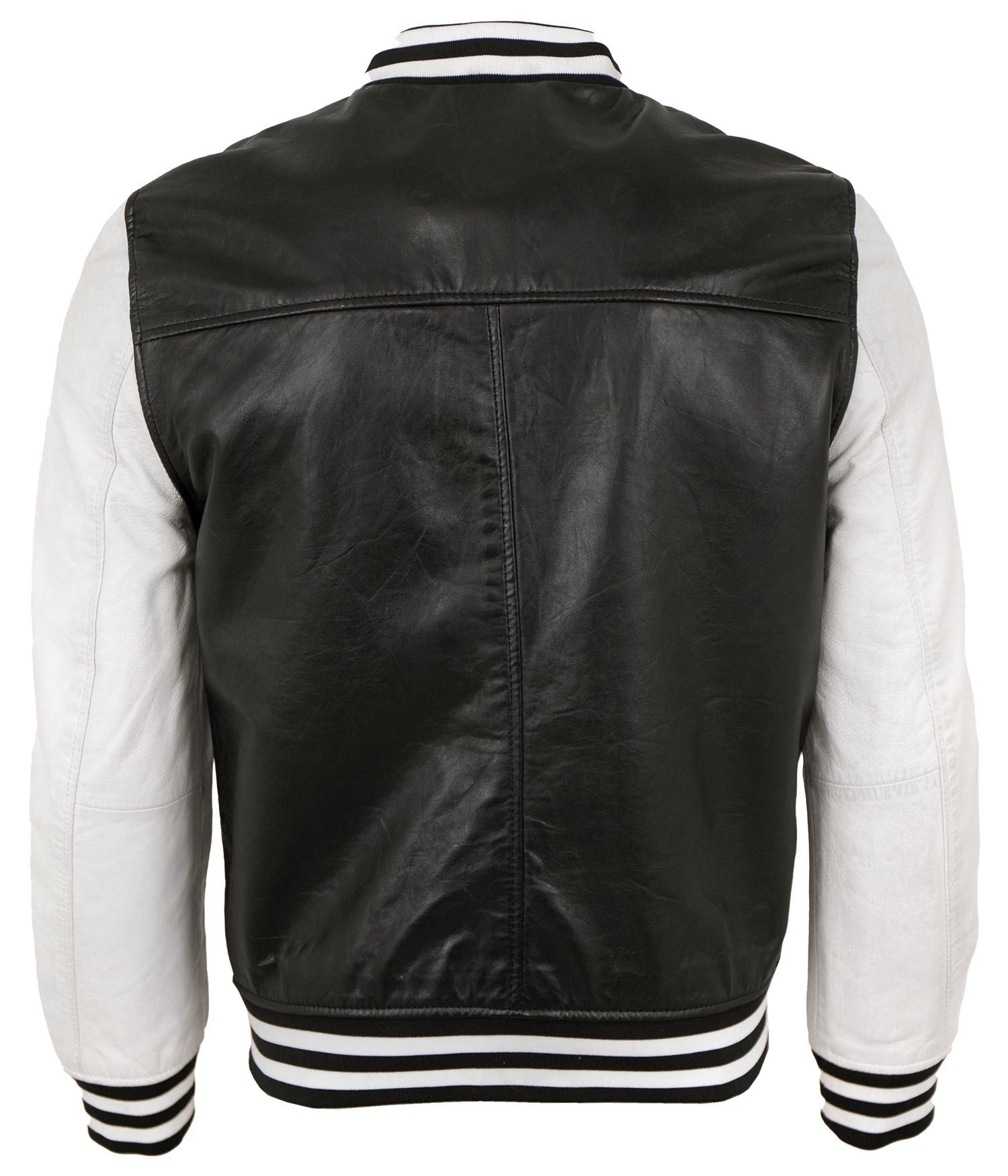 Gipsy by Mauritius Lederjacke GMBluno Gipsy - Herren Lederjacke Collegejacke Blouson Lammnappa schwarz-weiß