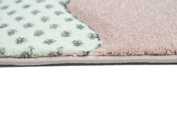 Kinderteppich Kinderteppich Sterne Kinderzimmerteppich Mädchen in rosa creme grau, Teppich-Traum, Rund, Höhe: 13 mm