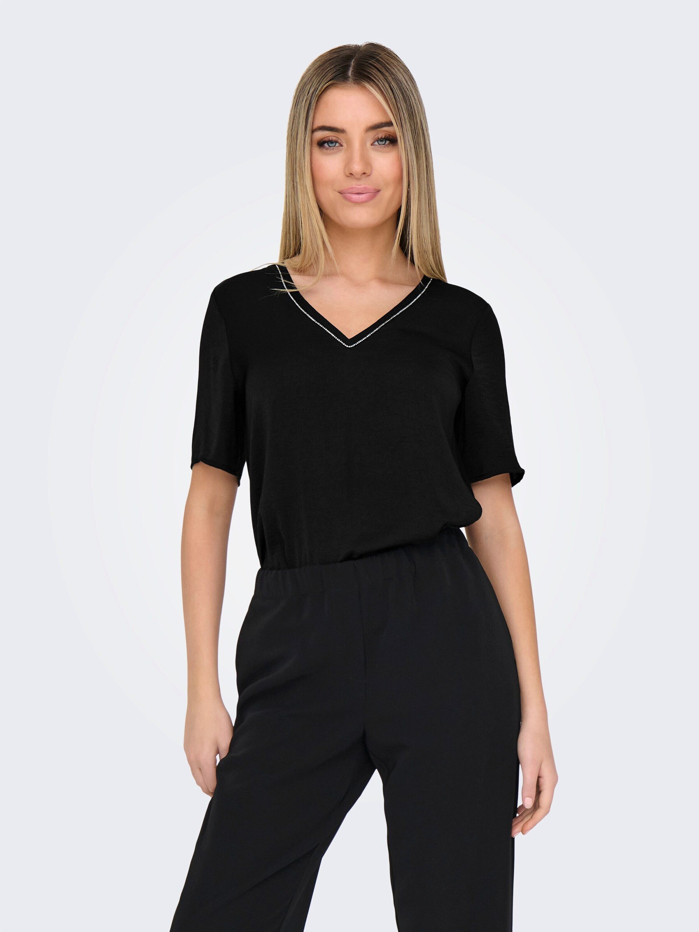 ONLY Kurzarmshirt ONLAva (1-tlg) Ziersteine günstig online kaufen