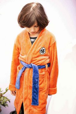 GalaxyCat Bademantel Son Goku Kinderbademantel mit GO Schriftzeichen, Größen: 130, 150, Polyester, Bademantel, Gürtel, Gürtel, Son Goku Kinderbademantel mit GO Schriftzeichen