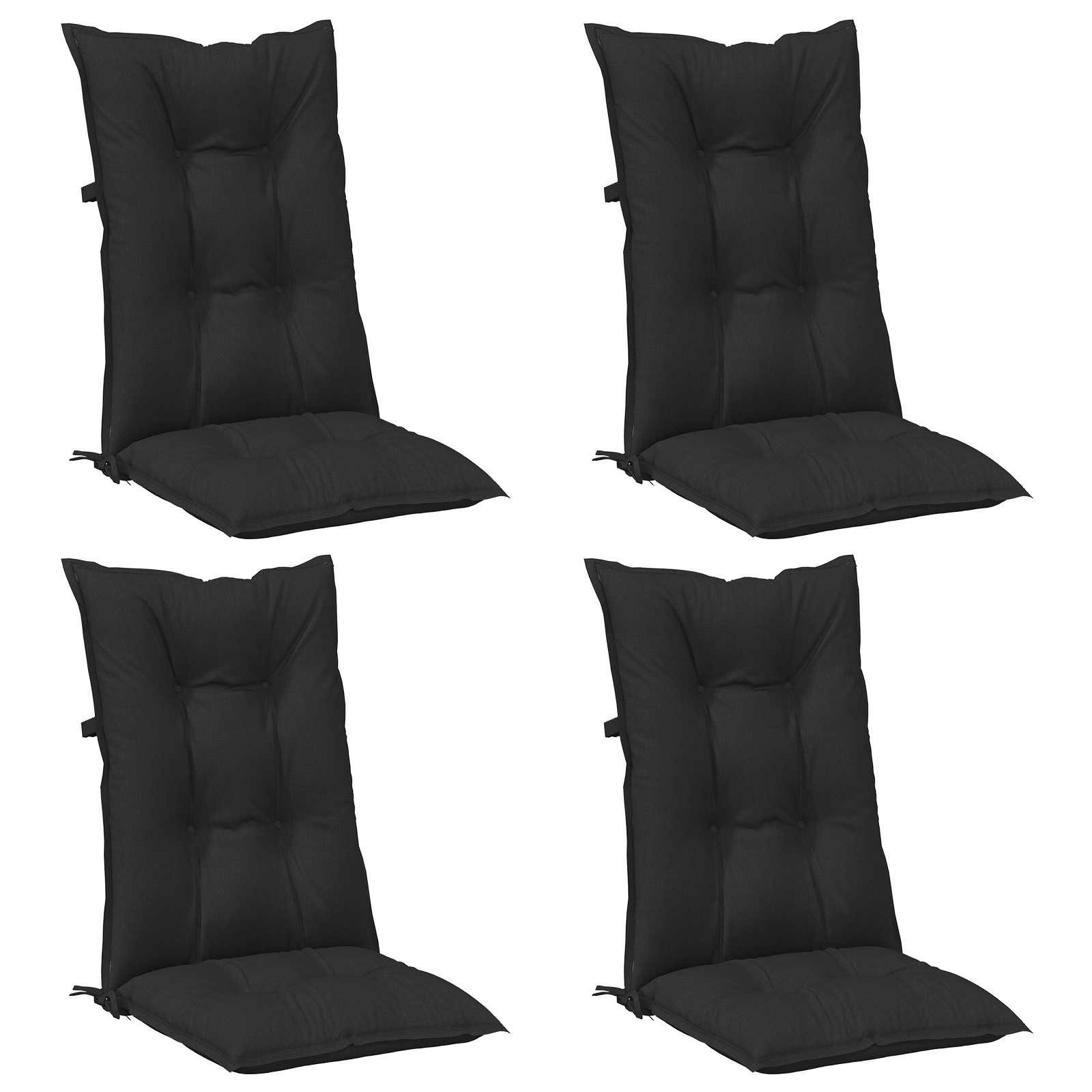 vidaXL Sitzauflage Set Hochlehner-Stuhlkissen 4 stk. Polyester Melange Schwarz, (4 St)