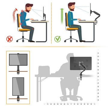 RICOO TS6511 Monitor-Halterung, (bis 32 Zoll, Tischhalterung Monitorständer Gasfeder Tisch Bildschirm schwenkbar)