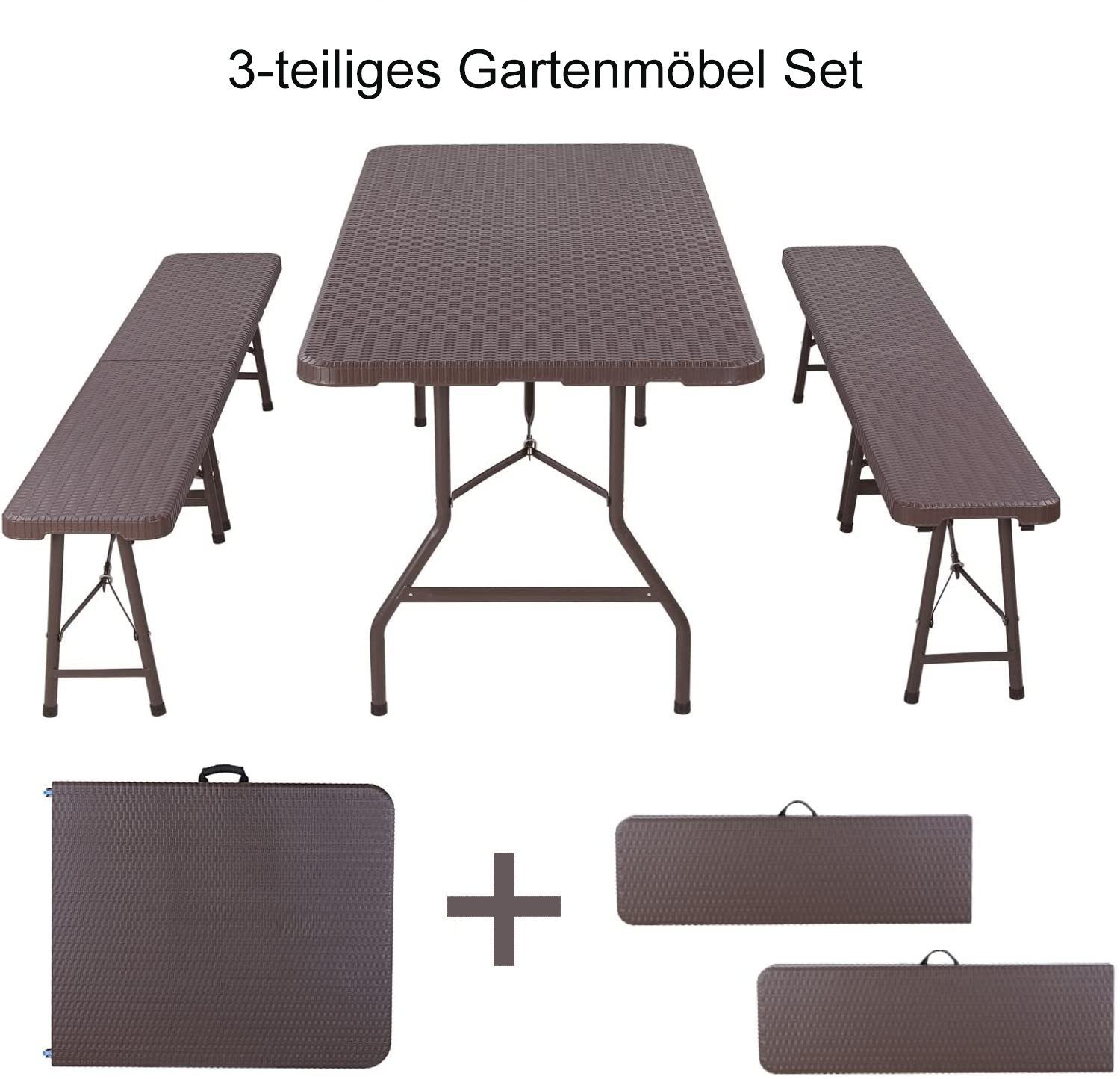 tragbare Schreibtischmöbel 3-teiliges zusammenklappbares Outdoor-Camping-Schreibtischstuhl-Set