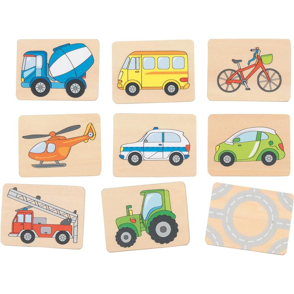 goki Lernspielzeug Memo Fahrzeuge Holz Memory Spiel Lernspiel 32 Teile ab 3 Jahre, Fördert Gedächtnis und Konzentration