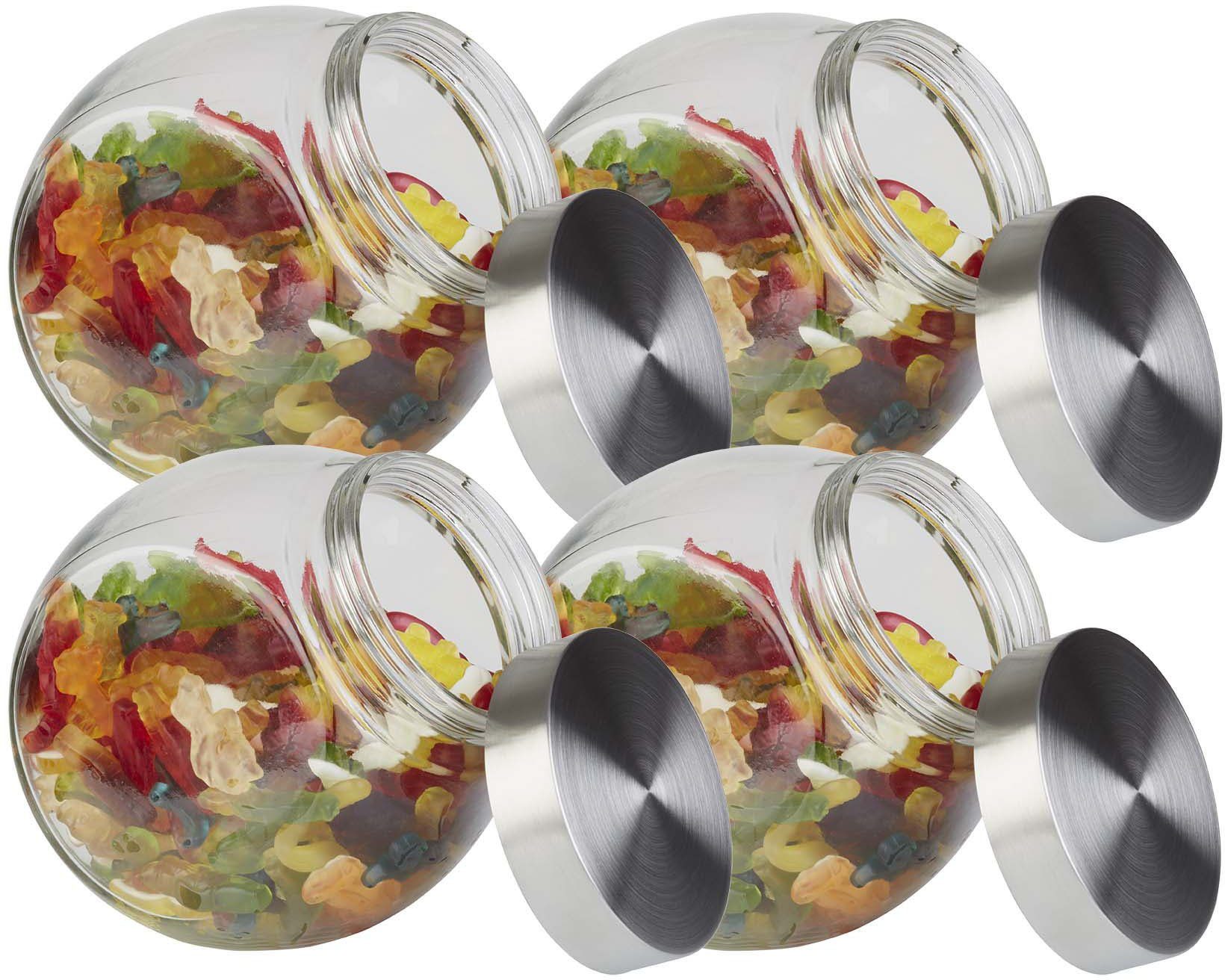 APS Vorratsglas, Edelstahl, Glas, (Set, 4-tlg), 1000 ml