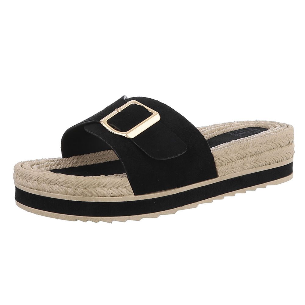 Ital-Design Elegante Sandalen für Alltag und Freizeit Plateausandaletten (89092112) Keilabsatz/Wedge Keilsandaletten in Schwarz