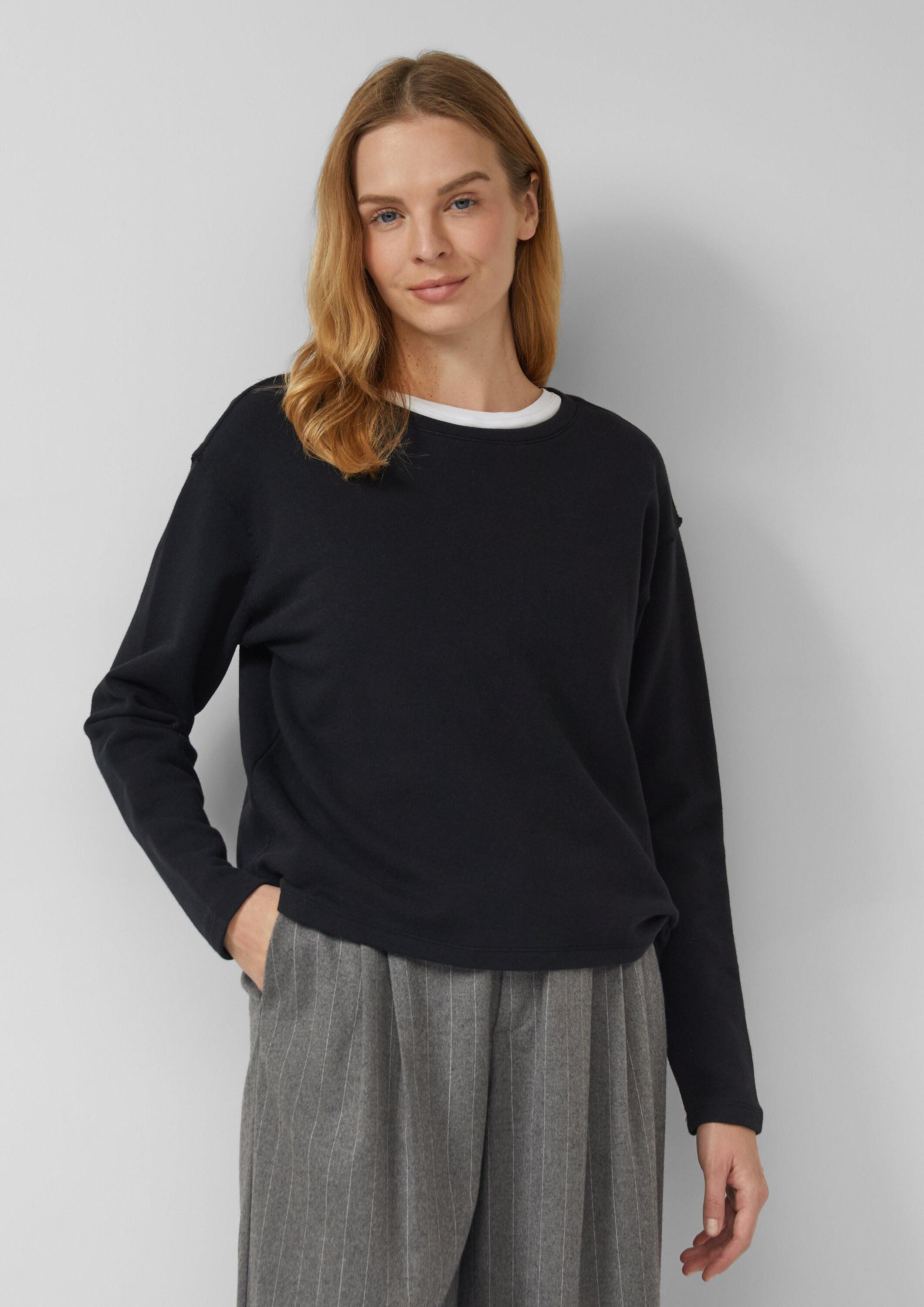 s.Oliver Sweatshirt Sweatshirt Verkürztes Sweatshirt mit Naht-Details