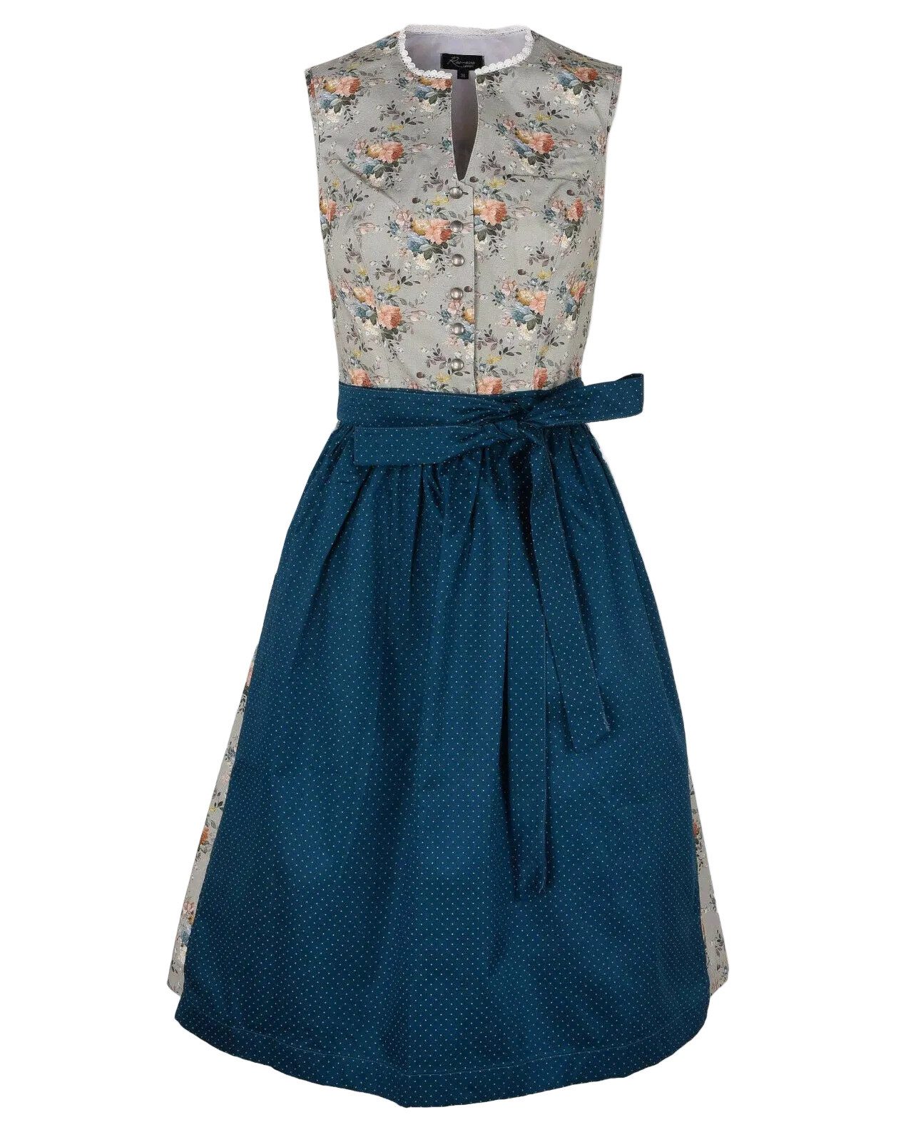 Ramona Lippert Dirndl Tara Damen 2 teiliges geblümt hochgeschlossen Olivgrün Rocklänge 70 cm
