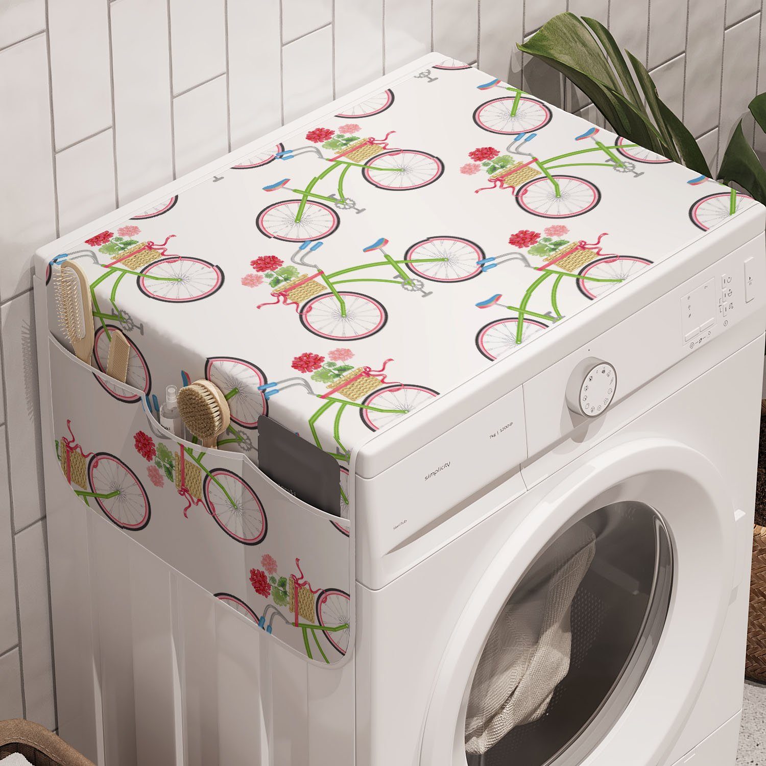Blumenkorb in Abakuhaus Badorganizer Waschmaschine Anti-Rutsch-Stoffabdeckung Trockner, Fahrrad Pelargonien für und