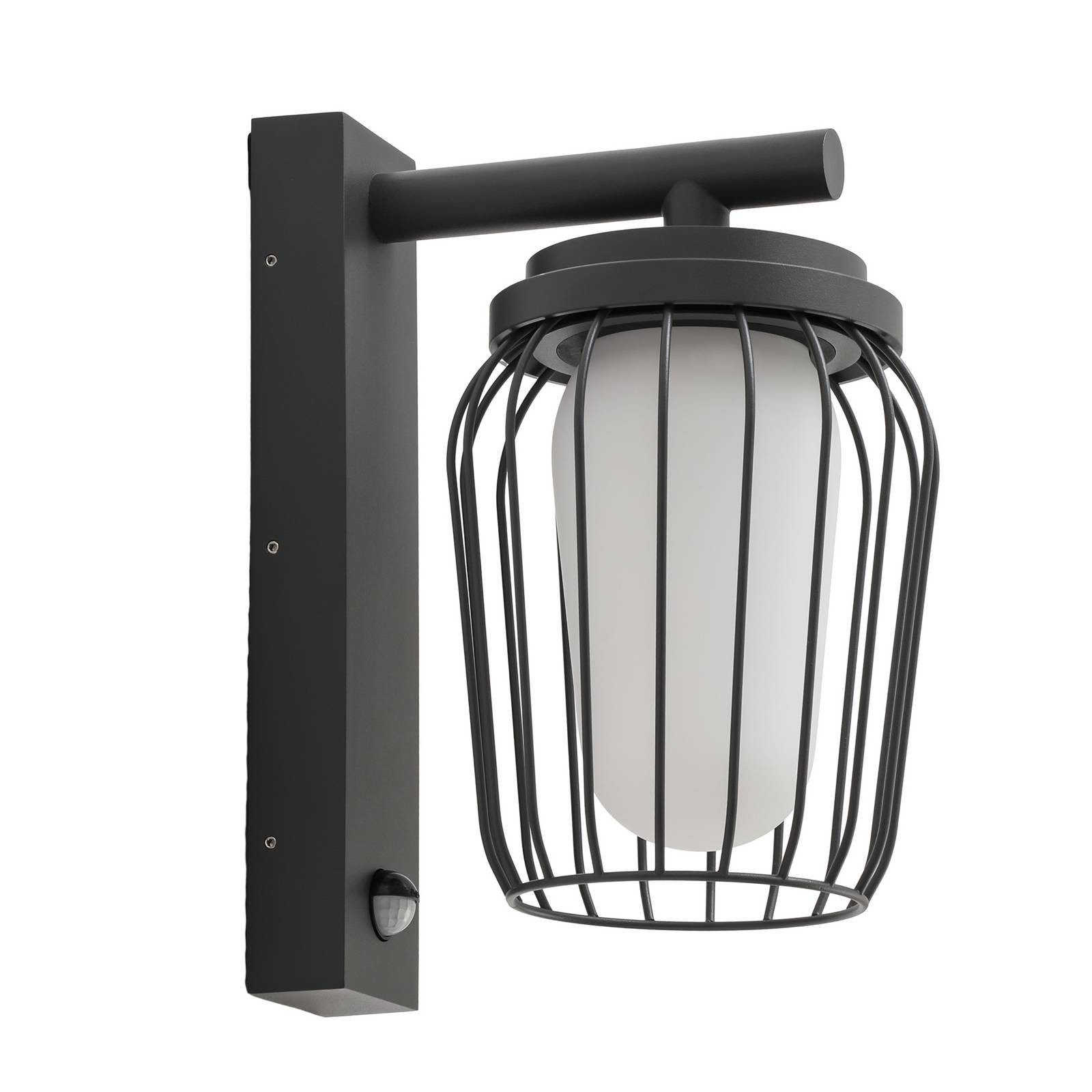 Lucande Außen-Wandleuchte Chandan, Metall, Schwarz IP44mit Bewegungsmelder, 1 x 15 W LED