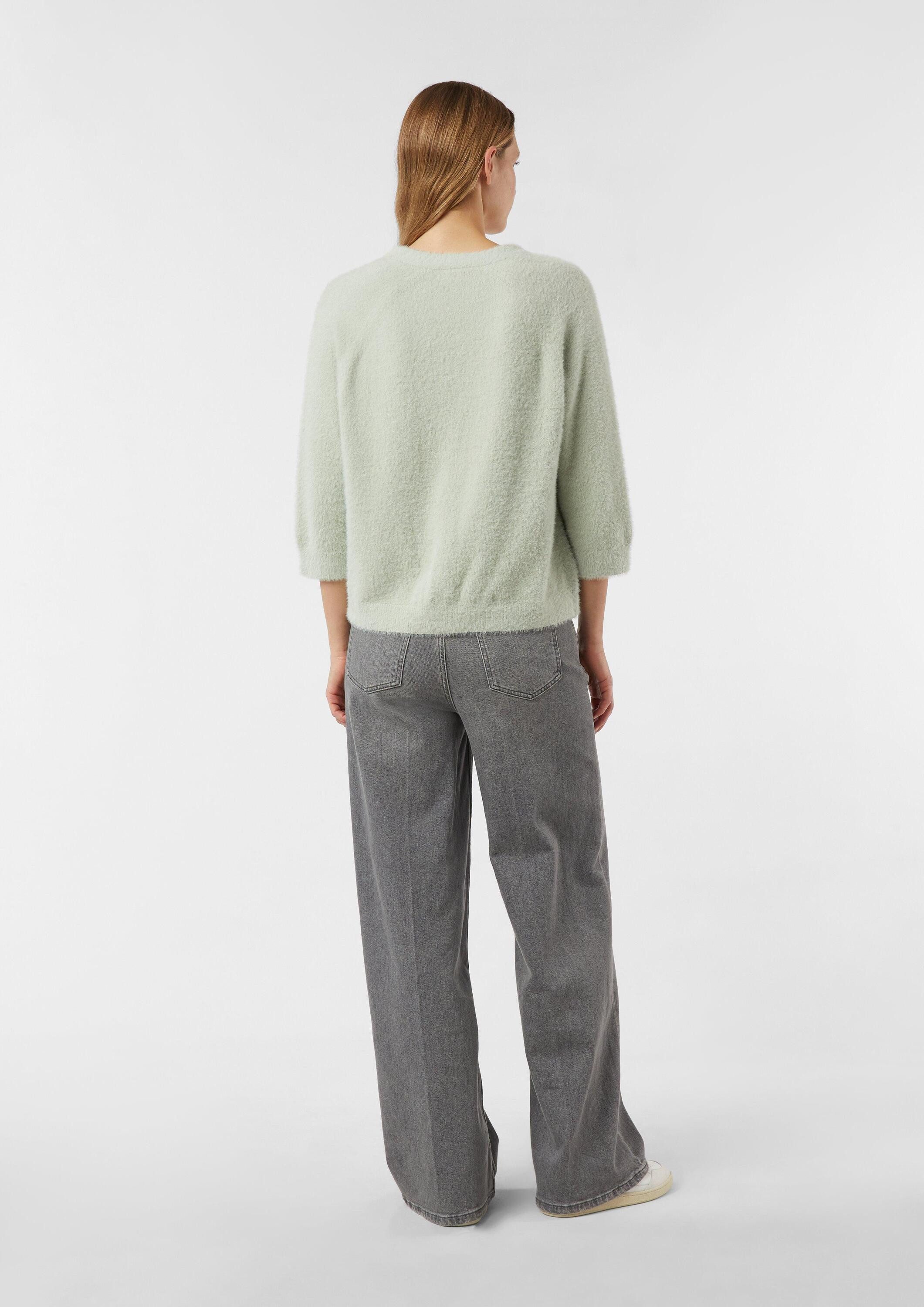 comma Cardigan Strickjacke Flauschiger Strickcardigan mit 3/4-Ärmeln