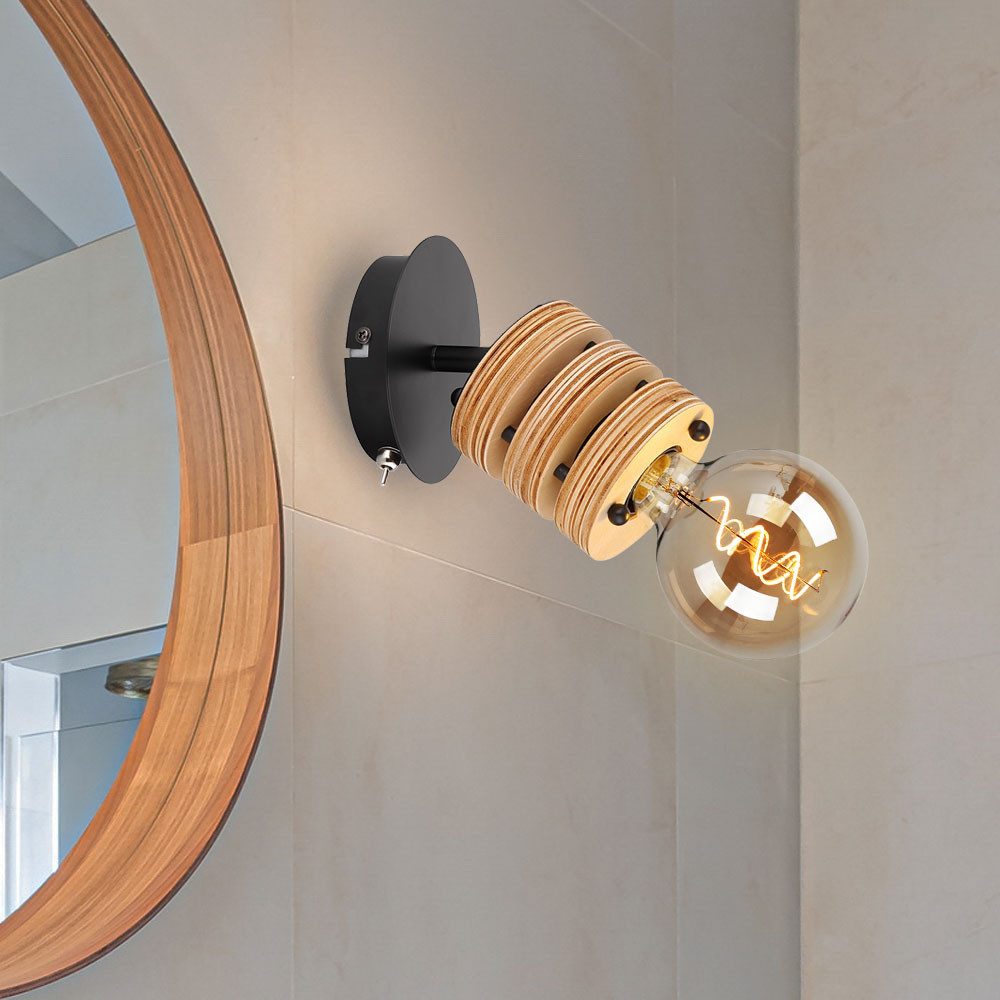 GLOBO LIGHTING Wandleuchte, Leuchtmittel nicht inklusive, Wandlampe Landhausstil MDF Holz Wandleuchte Holzlampe