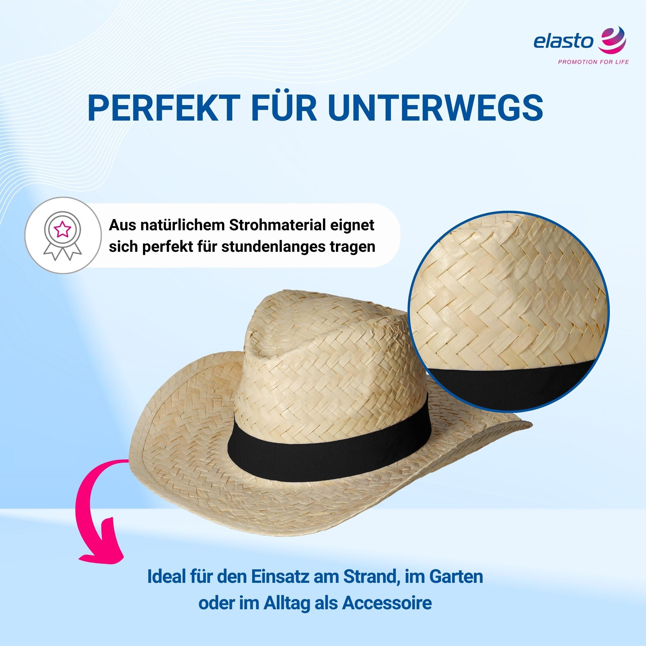 elasto Schirmmütze Strohhut 'Texas' Unisex Sonnenhut für Damen und Herren – Bild 4 von 5