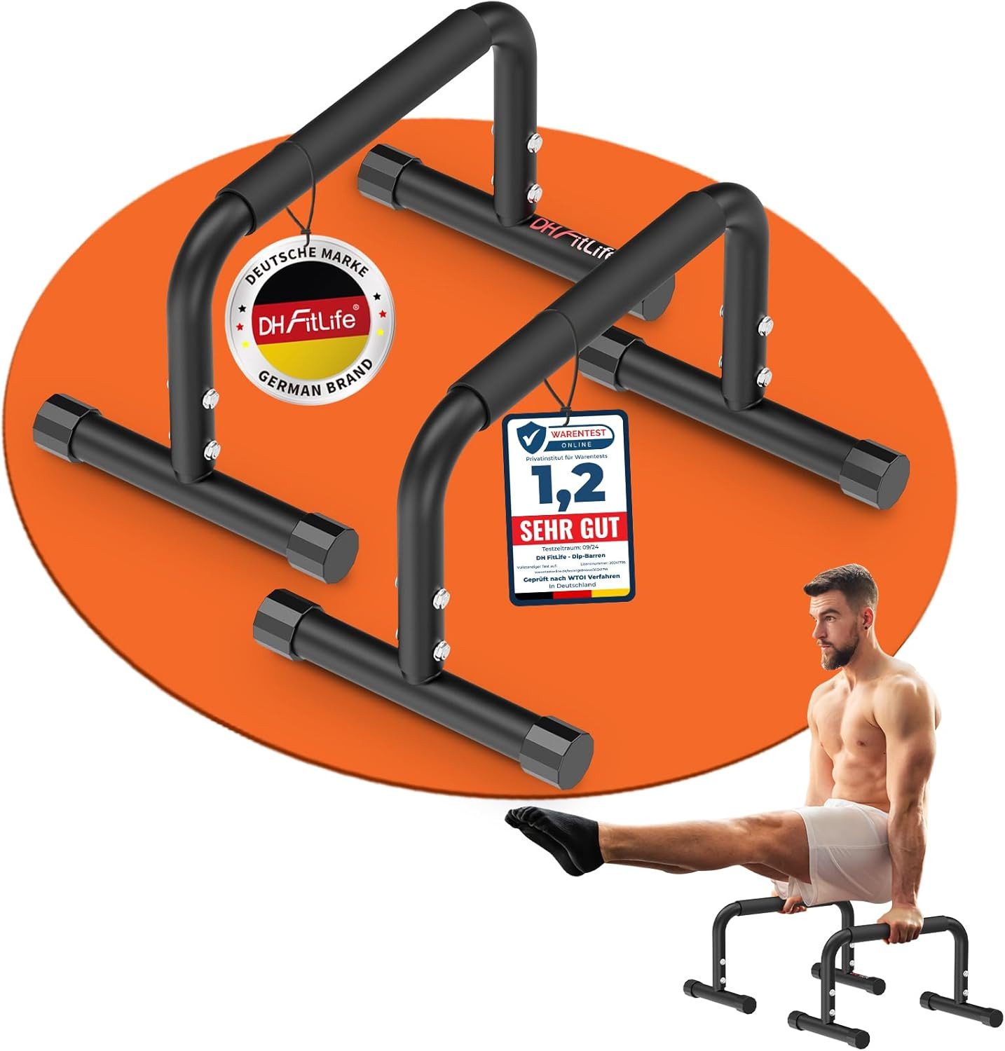 DH FitLife Liegestützgriffe Verstellbare Bars für Calisthenics (2-tlg., Liegestützgriffe & Parallettes, 30-35 cm, 200 kg Belastbarkeit), für Fitness & Sport, Indoor & Outdoor