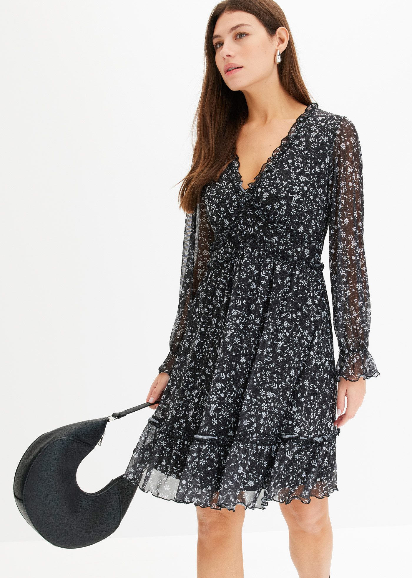 bonprix Minikleid (1-tlg) eleganter Stil, aus Mesh-Material mit floralem Dr günstig online kaufen