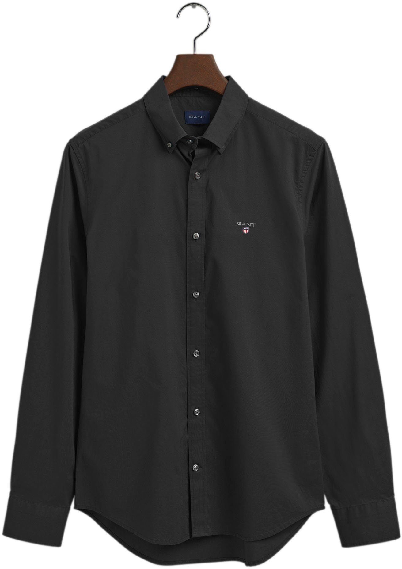 Gant Businesshemd SLIM BROADCLOTH BD klassisches Design mit Kent-Kragen und einer Brusttasche black
