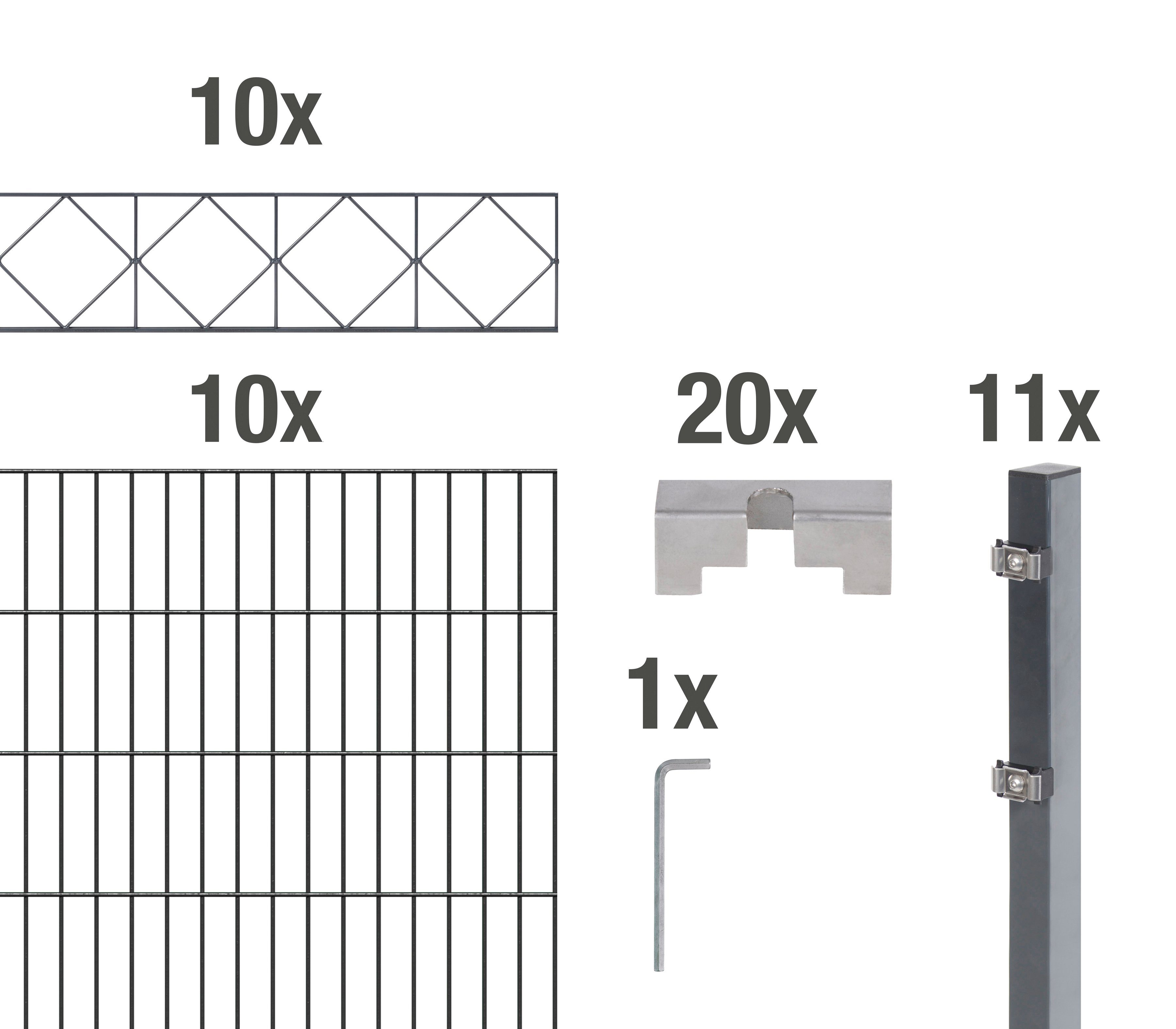 GAH Alberts Doppelstabmattenzaun »Bergen«, (Set), anthrazit, 120 cm