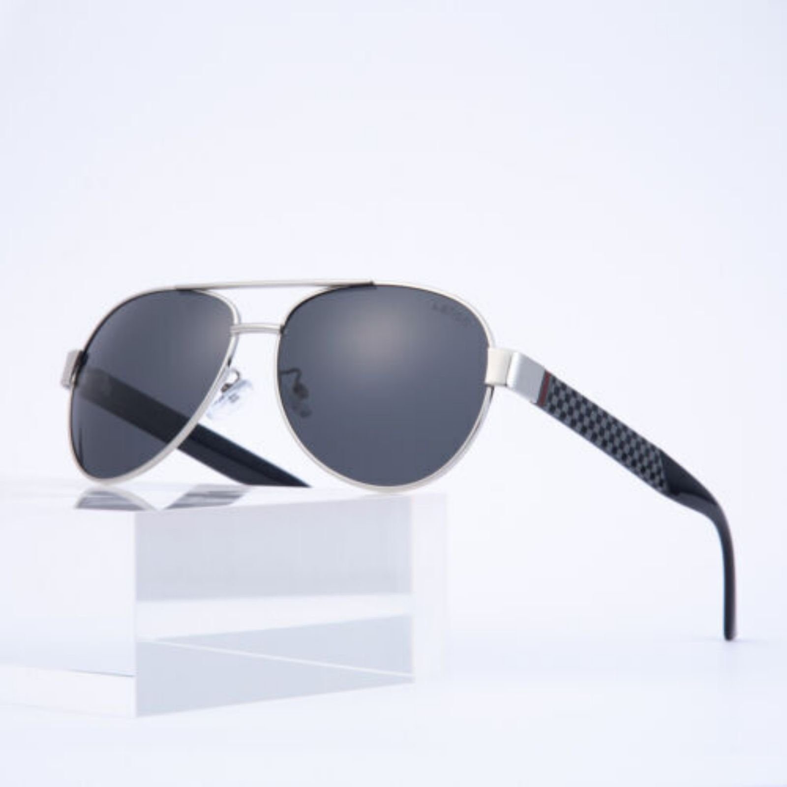 Lamon Sonnenbrille Herren Aluminium Magnesium Polarisiert Sonnenbrille Sportarten UV400 Silberner Rahmen, graue Linse | Sonnenbrillen