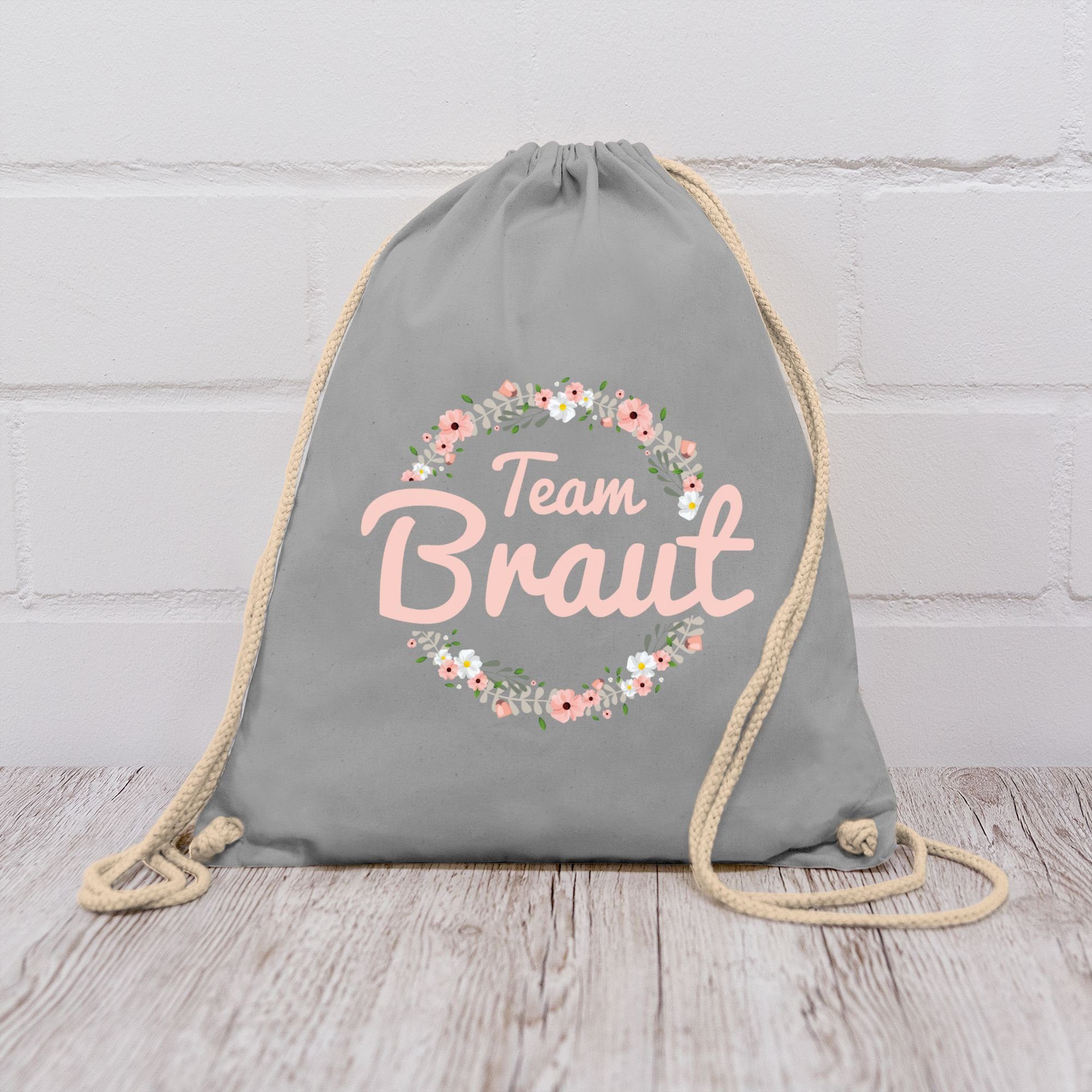 Shirtracer Turnbeutel Team Braut Blumenkranz - Crew, JGA Junggesellenabschied Frauen