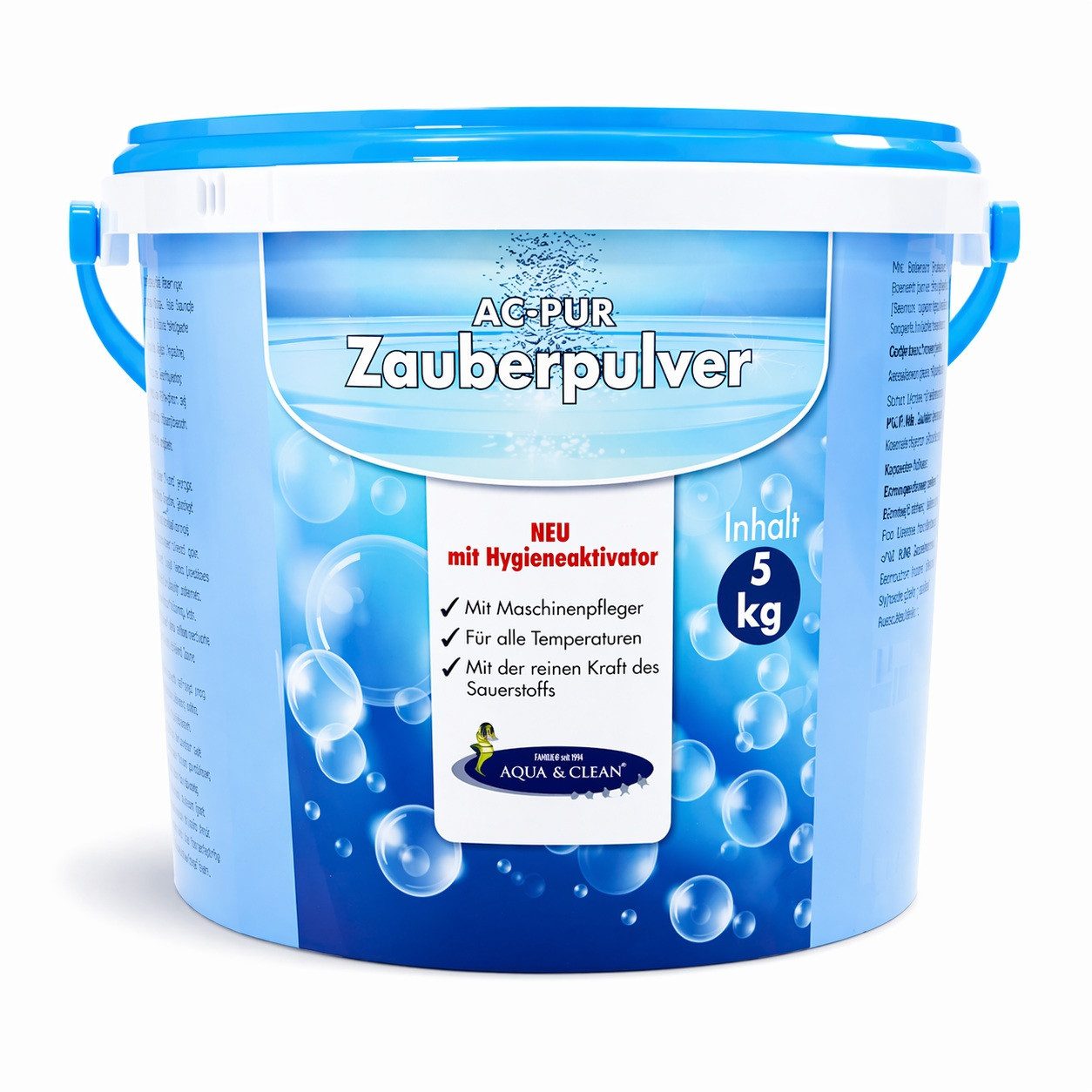 AQUA CLEAN PUR Zauberpulver mit Hygieneaktivator 5kg Fleckentferner (Mit Hygieneaktivator, Sauerstoffkraft und Kaltlöseformel)