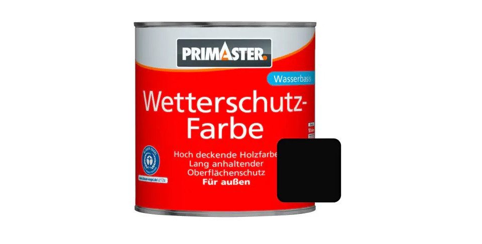 Primaster Holzschutzlasur Primaster Wetterschutzfarbe 2,5 L schwarz