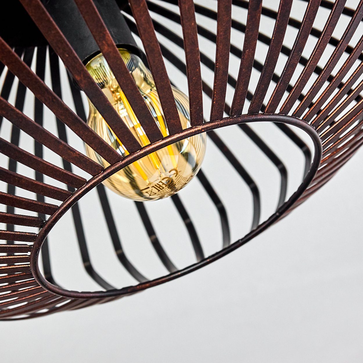 hofstein Deckenleuchte »Pieris« Deckenlampe aus Metall in Schwarz/Kupfer, ohne Leuchtmittel, E27, Leuchte m. Gitter u. Lichteffekt an der Decke
