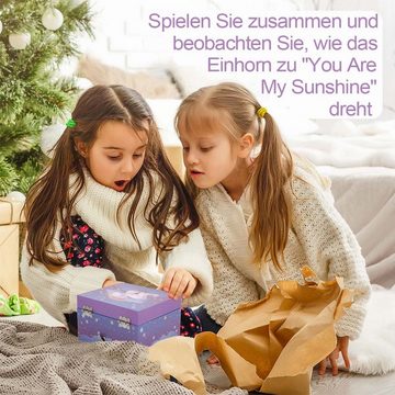 Welikera Geschenkbox Einhorn-Musik Schmuckkasten,Spieluhr mit Schmuckfach,Geschenkbox