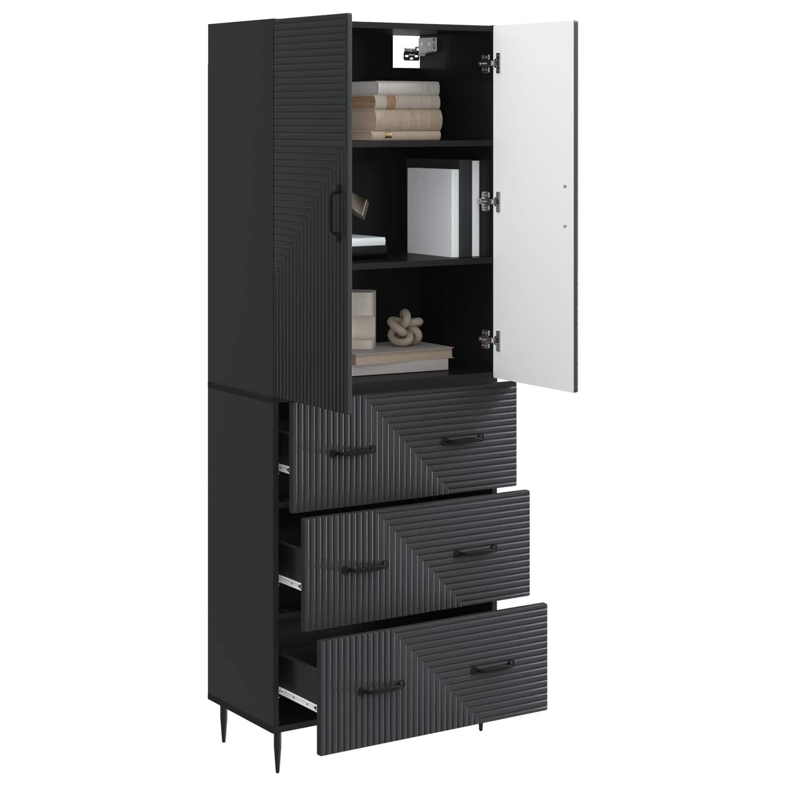 vidaXL Schranksystem Schrankset 2 Stk. 66 x 34,5 x 90 cm Holzwerkstoff Schwarz (2-St)