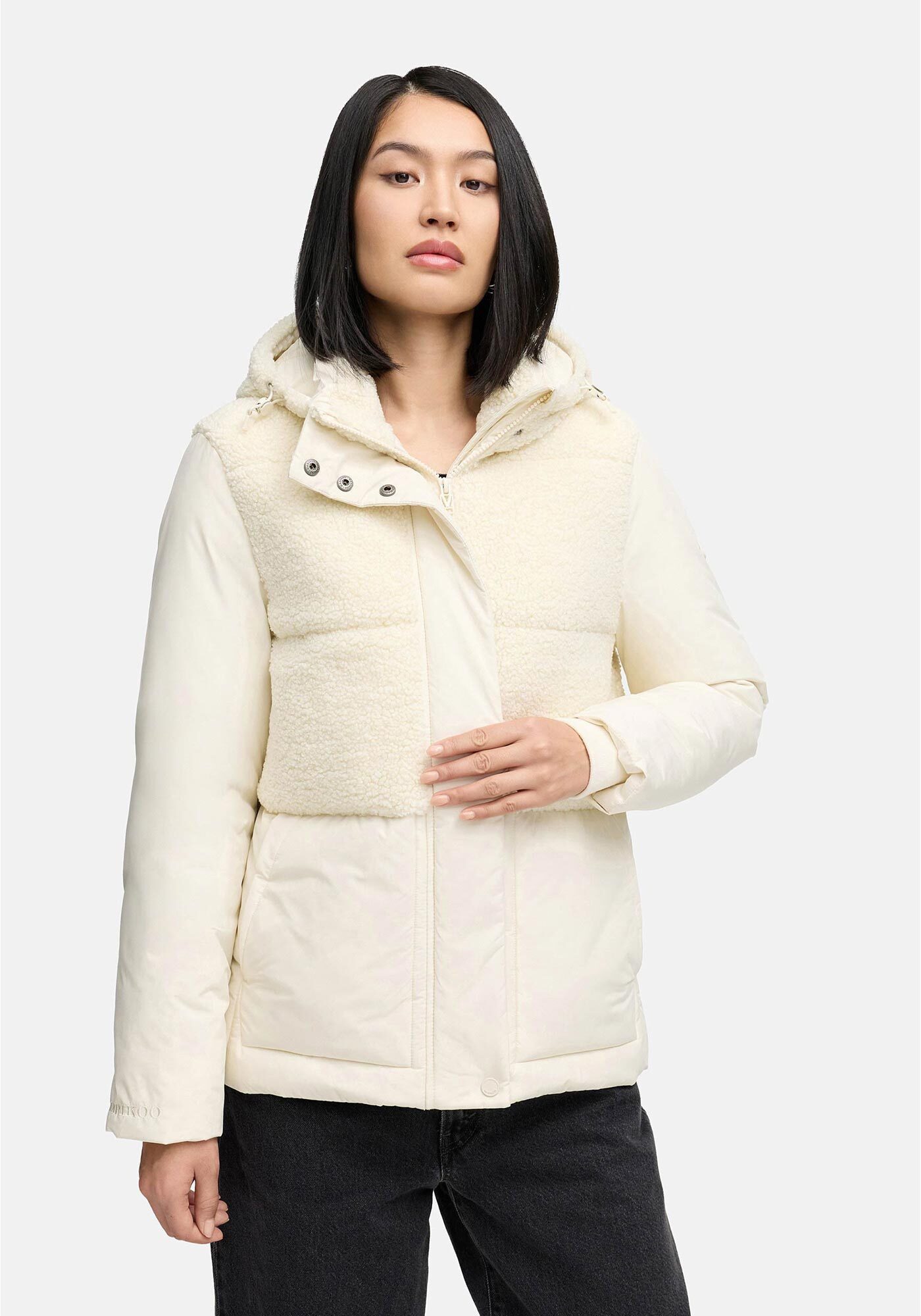 Marikoo Winterjacke Sheeta Kombination aus Teddyfleece und glattem Material