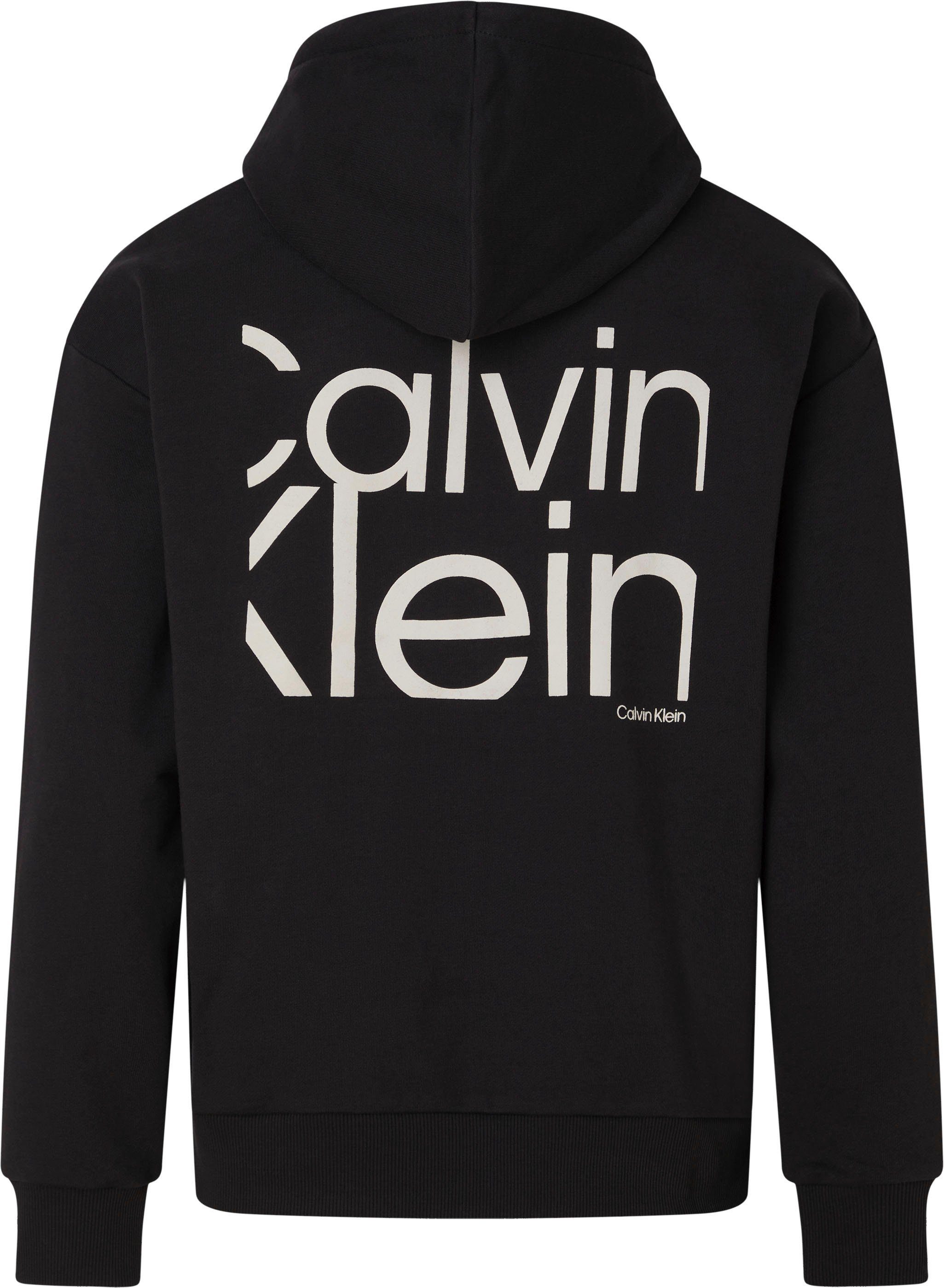 Kapuzensweatshirt dem CK-Schriftzug Rücken Calvin mit Klein schwarz auf großem