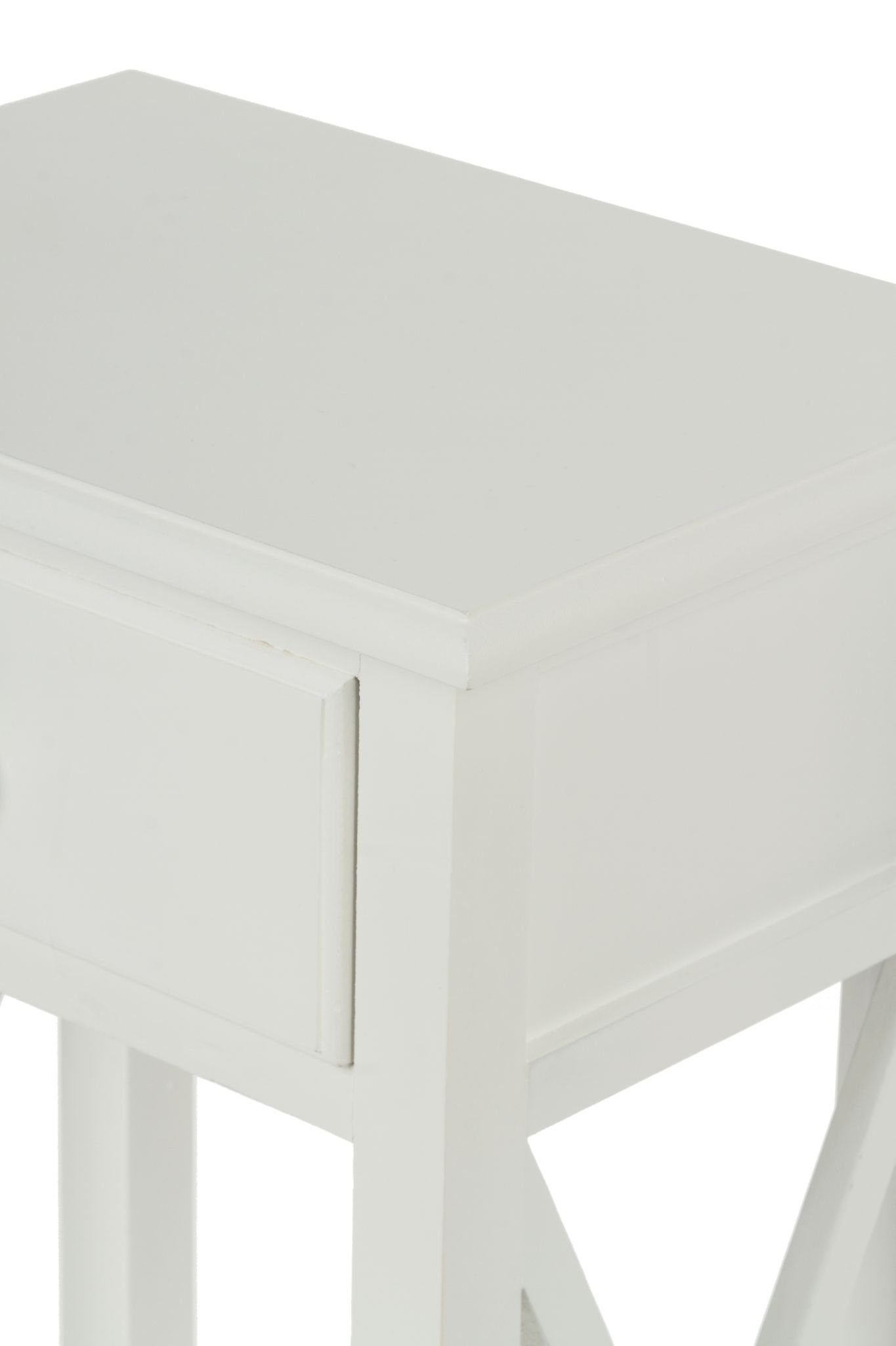 Beistelltisch antik weiß 55x35x68 Beistelltisch weiß Telefontisch Holz cm Schublade 1 Konsolentisch: (FALSCH), elbmöbel