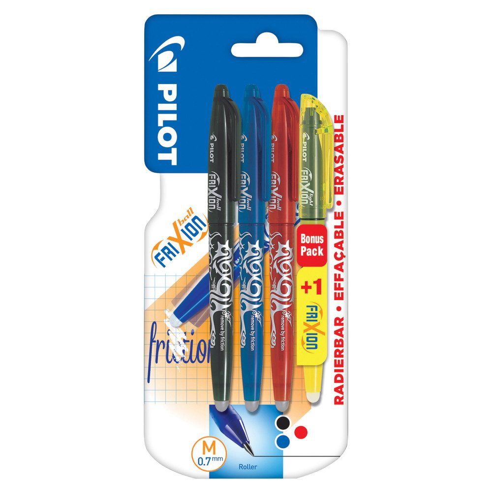 Schulheft Pilot FriXion Ball - Tintenroller mit Textmarker - 4er Set